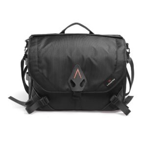 The Casepro Bag Angel 300 filled with a DSLR camera and several lenses.