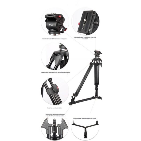 Jieyang JY0606A Video Tripod (1.8m) - Image 4