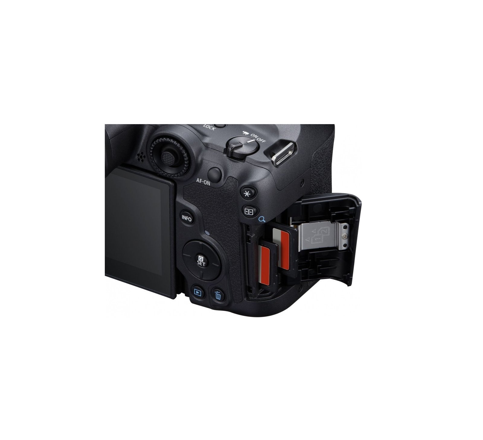 memory card compartment of Canon EOS R7