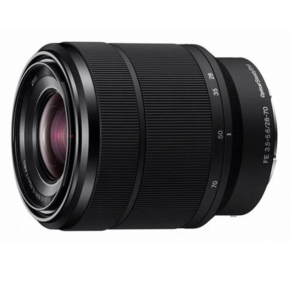 Side profile of the Sony FE 28-70mm OSS showing the control rings and switches