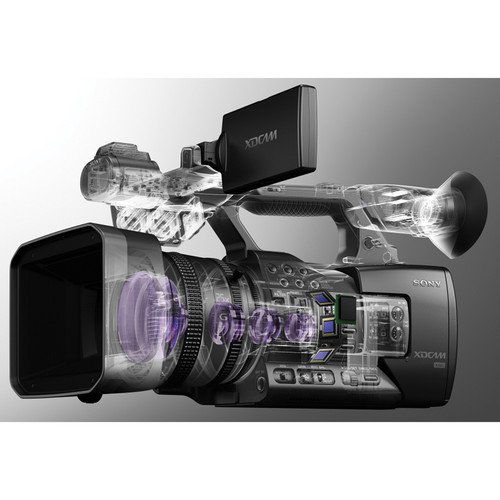 Flip-out LCD panel of the Sony PXW-X160 opened for monitoring