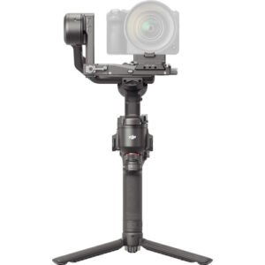 The DJI RS 4 gimbal stabilizer shown with a mirrorless camera mounted.