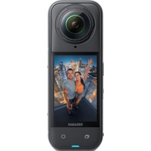 The large touchscreen on the back of the Insta360 X5 8K Camera.