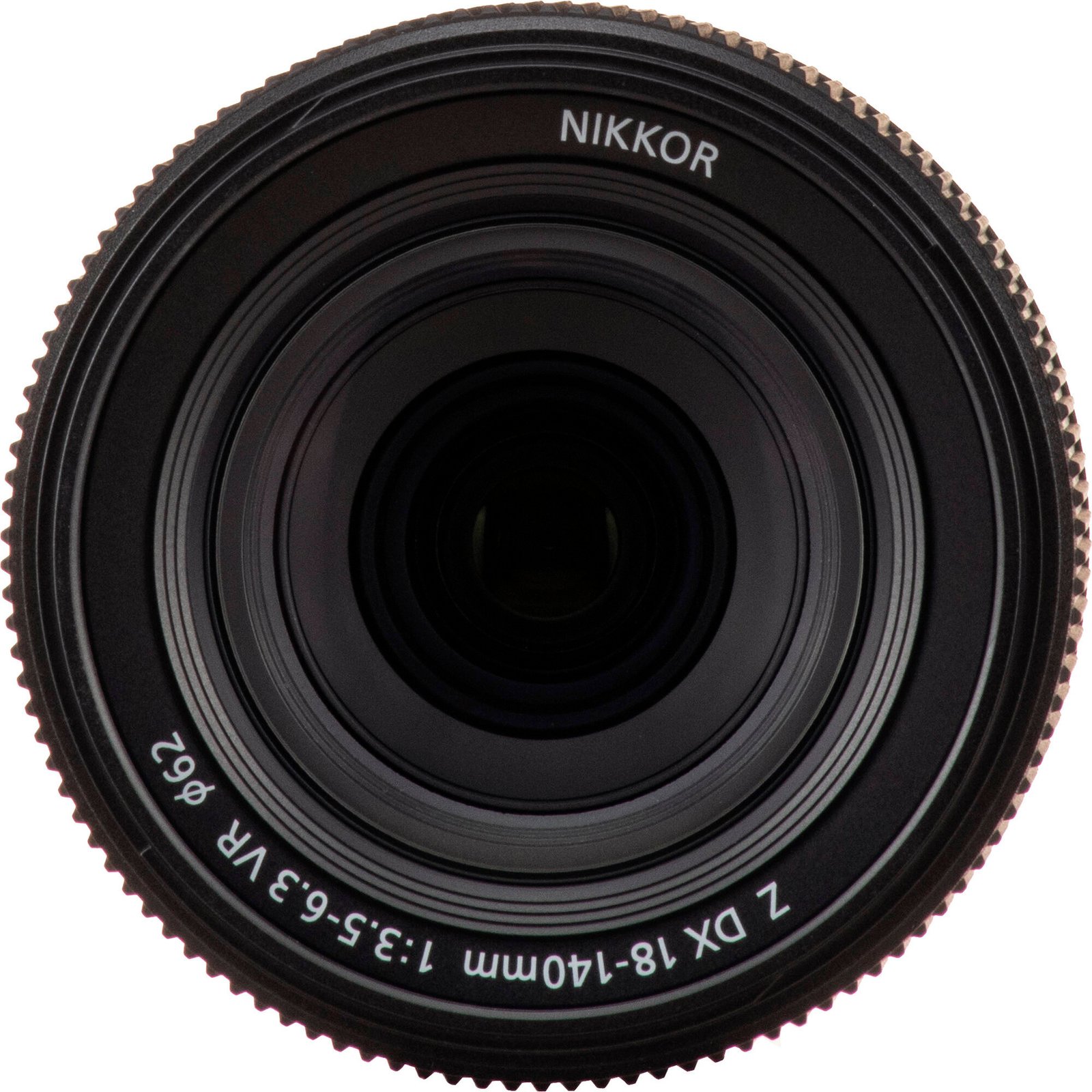 Close-up of the front element and coatings of the Nikon Z 18-140mm f3.5-6.3 Lens
