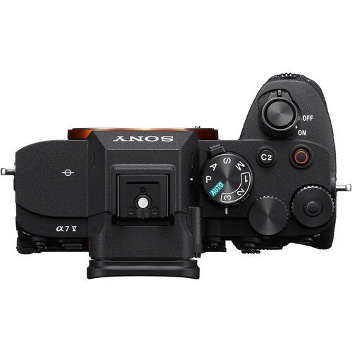 op down view of Sony Alpha 7 V dials and hot shoe for Lebanon delivery