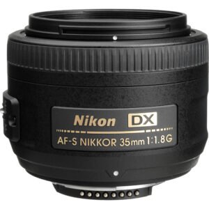 Nikon 35mm f/1.8G DX lens standing upright, available in Lebanon at Zoom Photo Pro