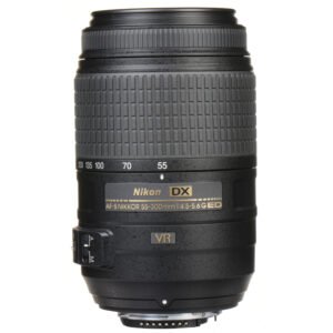 Nikon 55-300mm VR lens standing upright, available in Lebanon at Zoom Photo Pro