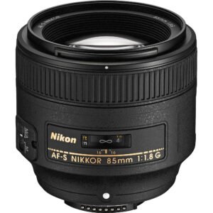 Nikon 85mm f/1.8G lens standing upright, available in Lebanon at Zoom Photo Pro