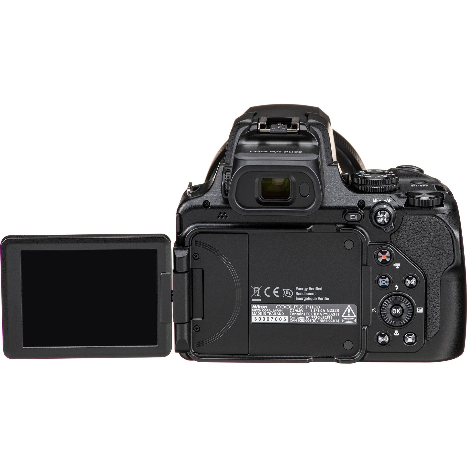 Rear LCD screen and button layout of the Nikon COOLPIX P1100