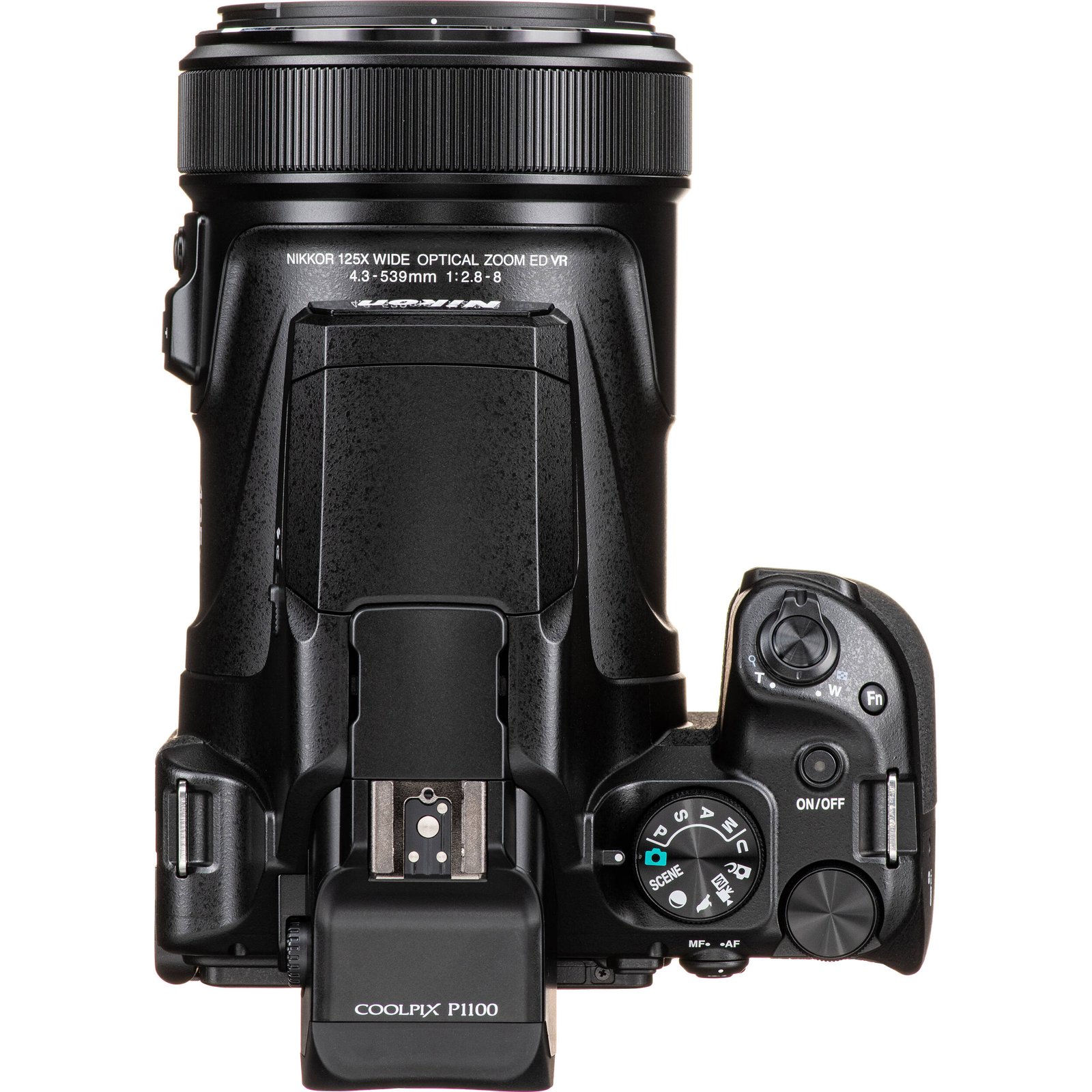 Top plate dials and controls of the Nikon COOLPIX P1100