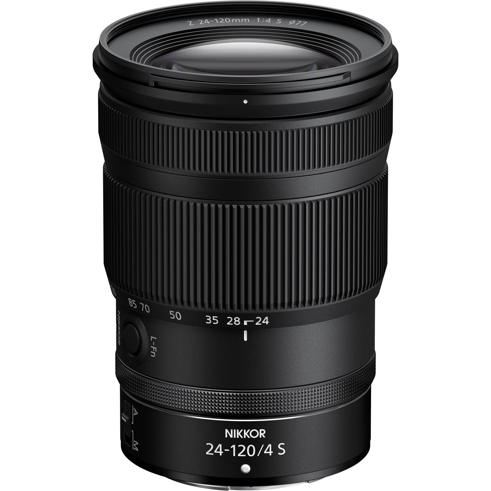 Nikon Z 24-120mm f/4 S lens standing upright, available in Lebanon at Zoom Photo Pro