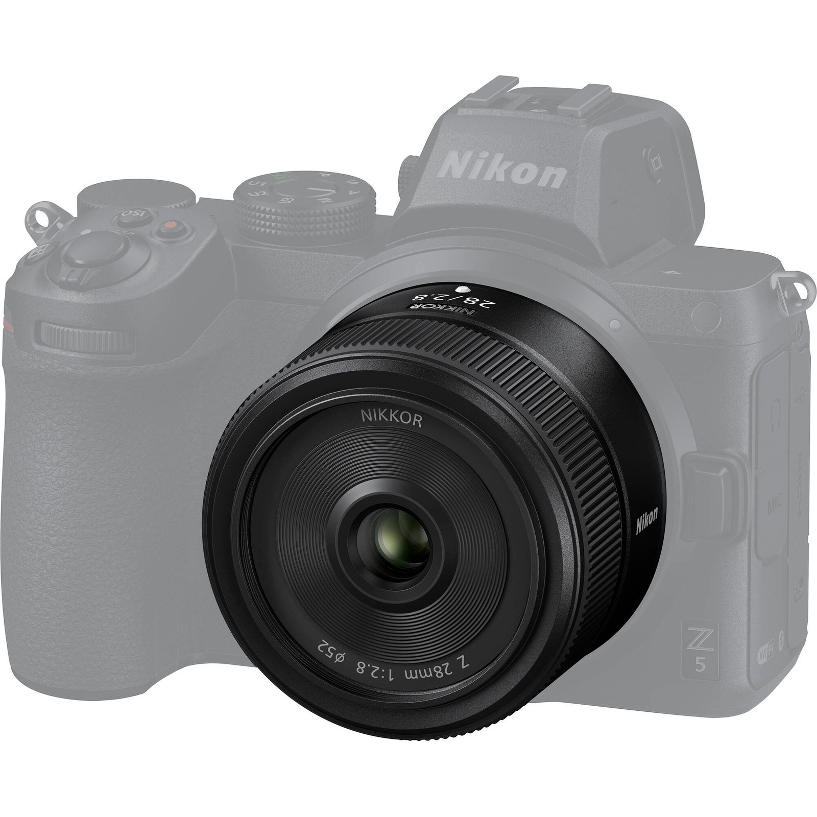 Compact Nikon Z 28mm f/2.8 mounted on a Z body