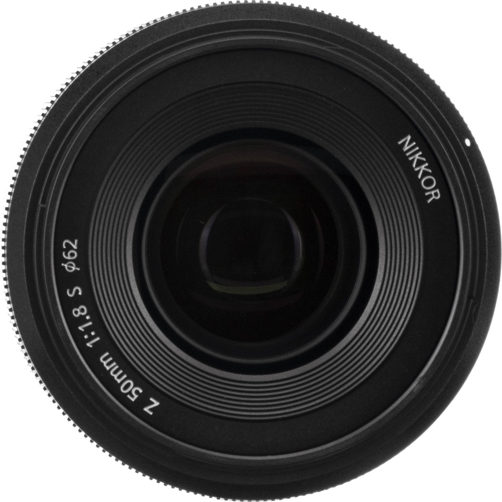 Close-up of the front element and coatings of the Nikon Z 50mm f/1.8 S