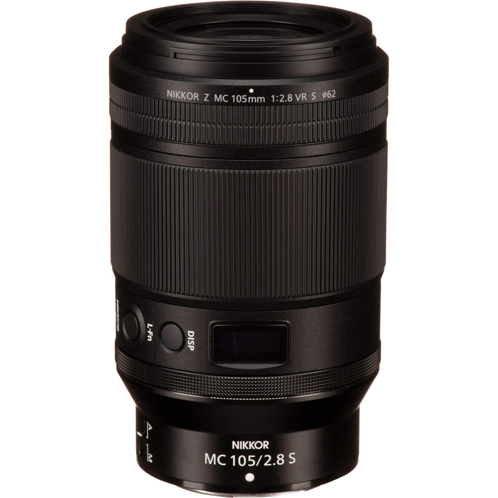 Nikon Z MC 105mm VR S lens standing upright, available in Lebanon at Zoom Photo Pro
