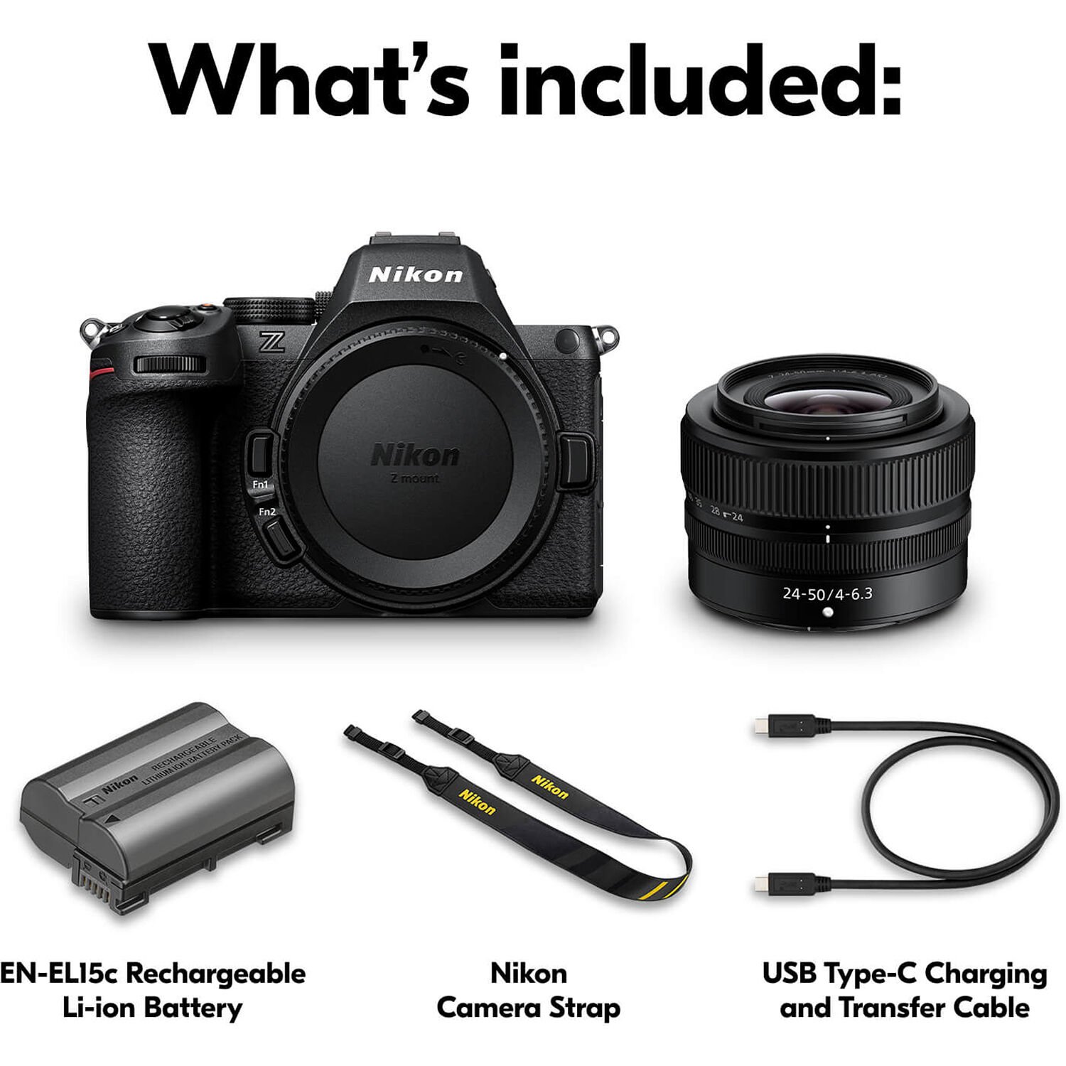 Everything included in the Nikon Z5 II kit retail box, sold with official warranty in Beirut