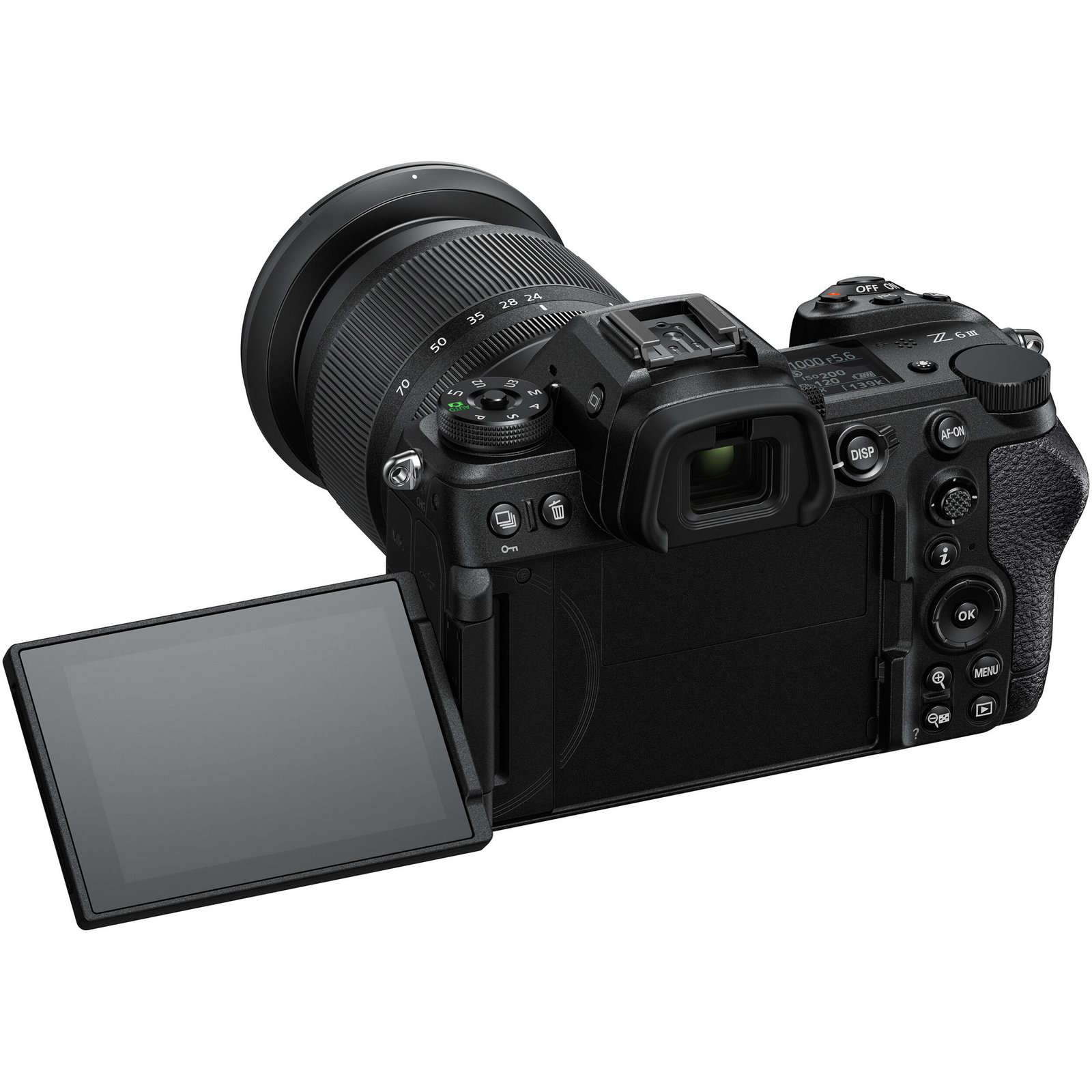 Vari-angle screen of the Nikon Z6 III flipped for video