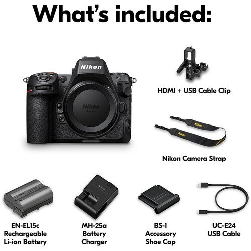 Everything included in the Nikon Z8 retail box, sold with official warranty in Beirut