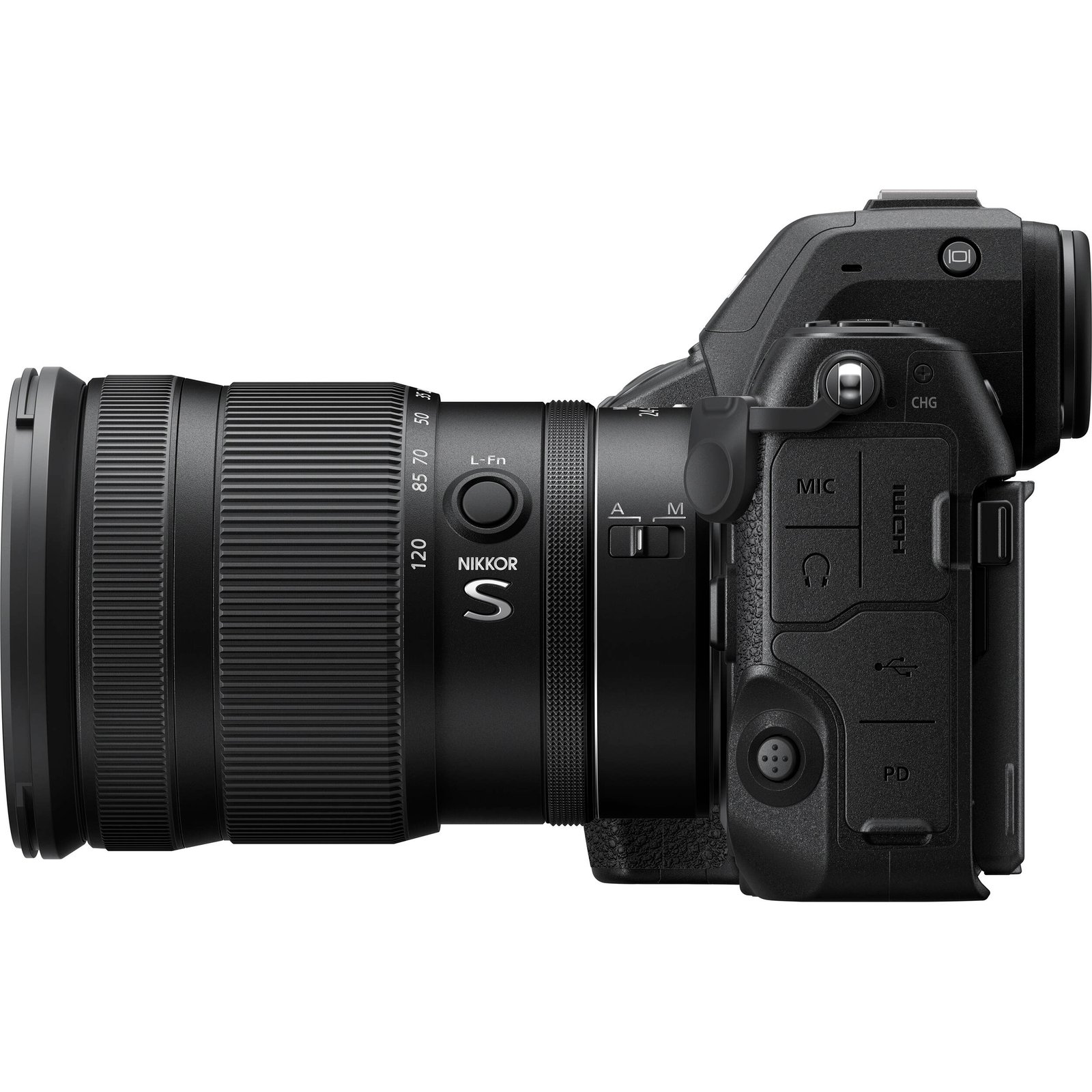Side connection ports of the Nikon Z8 with covers