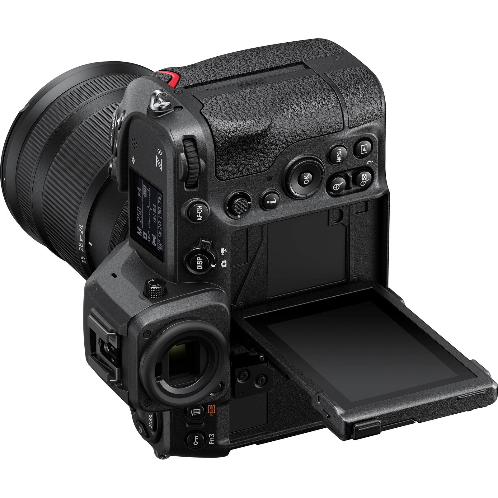4-axis tilting screen of the Nikon Z8 angled outward