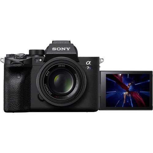 front view of the Sony a7S III with screen flipped
