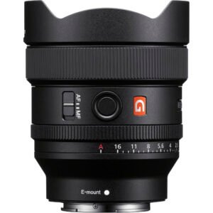 Sony FE 14mm f/1.8 GM lens standing upright, available in Lebanon at Zoom Photo Pro