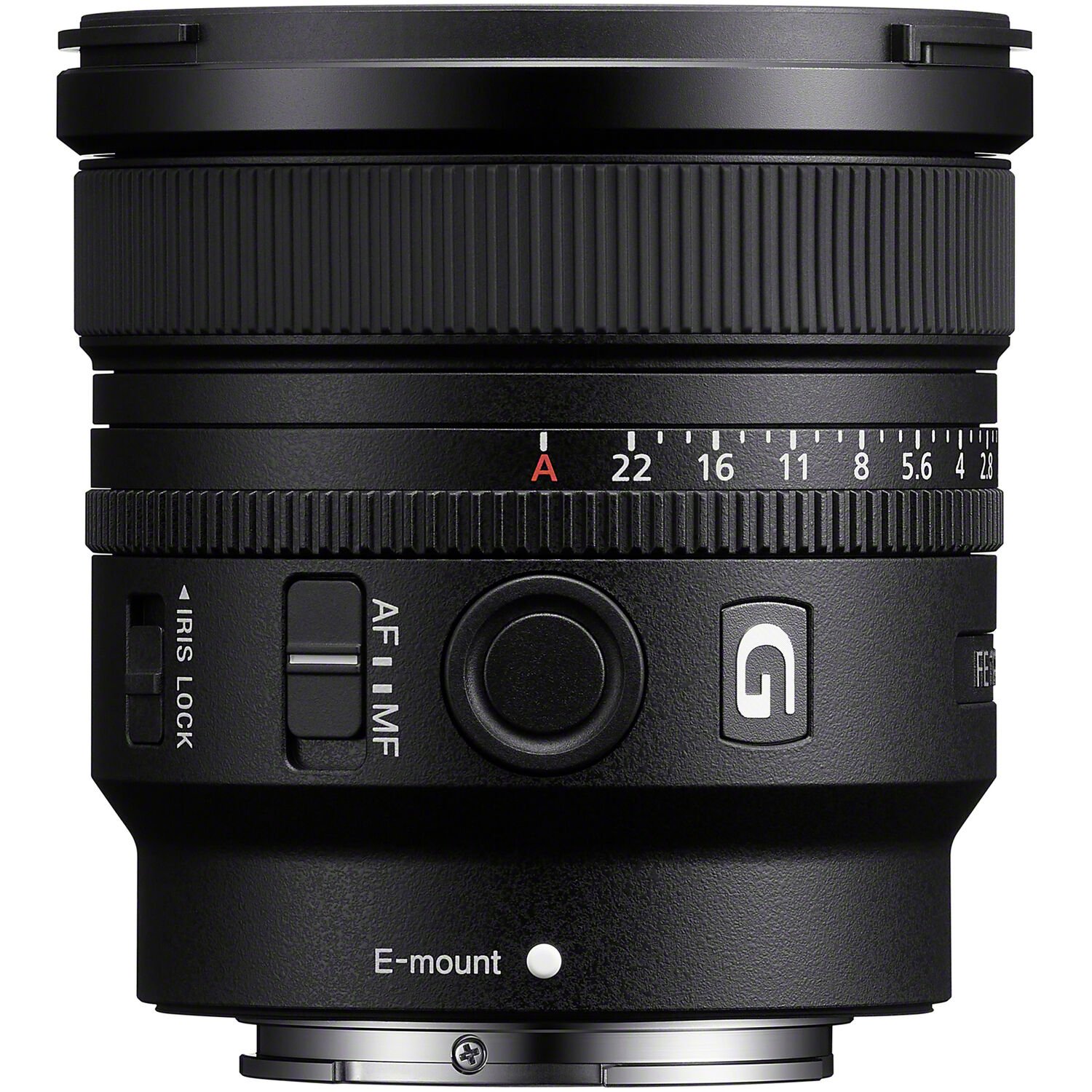 Detail of the manual focus ring texture on the Sony FE 16mm f/1.8 G