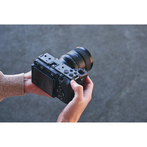 The Sony FX3A held in hand showing its grip and size