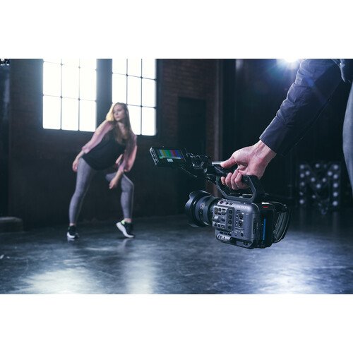 The Sony FX6 held in hand showing its grip and size