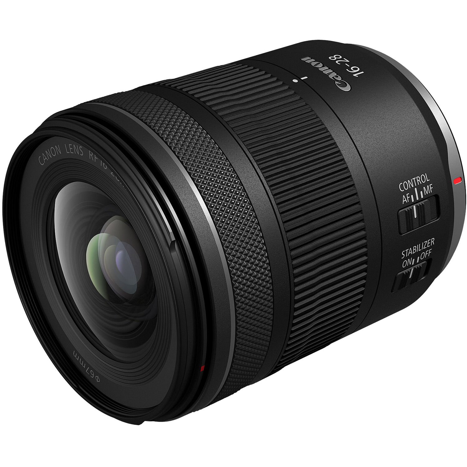 Looking into the front element of the Canon RF 16-28mm f/2.8 IS STM Lens