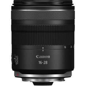 Side profile of the Canon RF 16-28mm f/2.8 IS STM Lens, sold with official warranty in Lebanon