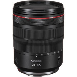 Side profile of the Canon RF 24-105mm f/4L IS USM Lens, sold with official warranty in Lebanon