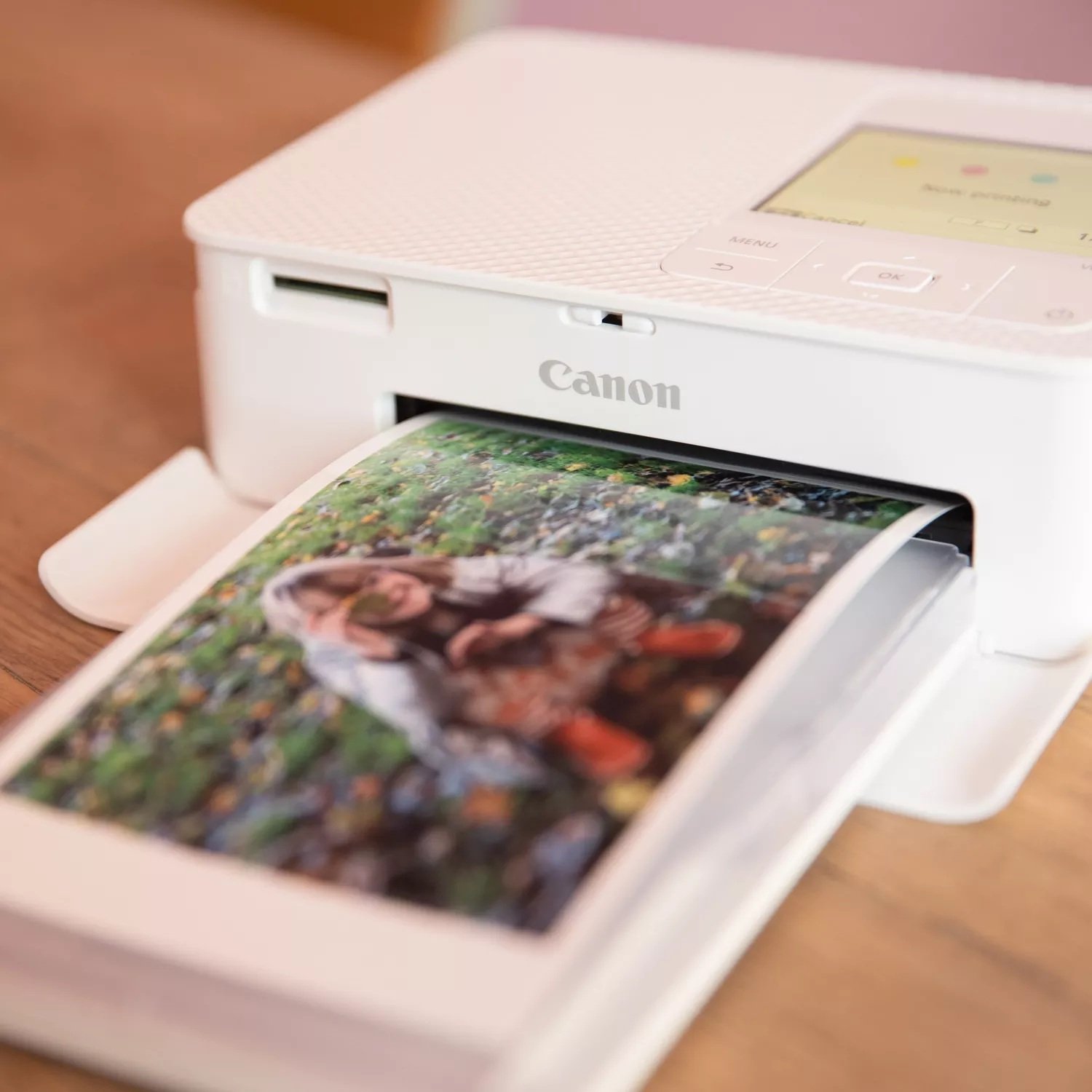 Stack of postcard-size paper printed on the paper from the Canon RP-108